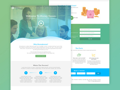 Money Haven Home Page blue flat green illustration ui ui design web design webdesign website