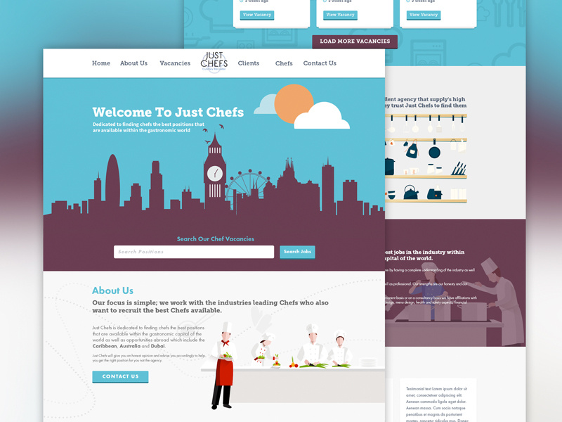 Just Chefs One Page Design wordpress ux ui web website