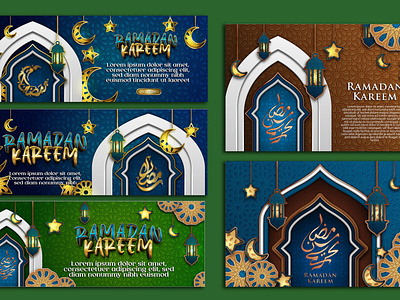 ramadan banner bundel vector illustration banner poster ramadan kareem