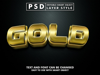 3d realistic gold psd text effect