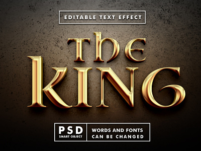 the king gold psd text effect 3d 3d text 3d text effect design editable text font style gold gold text graphic design illustration king logo mock up psd smart object text effect