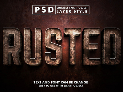 rusted 3d realistic psd text effect