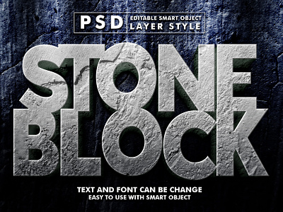 stone 3d realistic psd text effect
