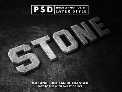 3d realistic stone psd text effect