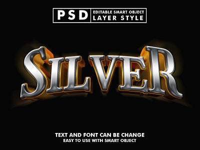 3d realistic silver psd text effect 3d 3d text design editable text gold graphic design illustration iron logo metal mock up psd silver silver text effect smart object steel text effect