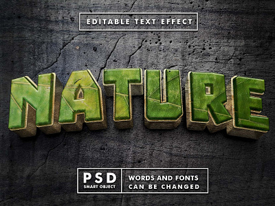 nature 3d realistic psd text effect 3d 3d text add ons design editable text graphic design illustration jungle leaf leaves leaves text effect logo mock up nature psd psd effect smart object stone text effect wood