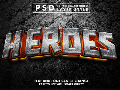 iron 3d realistic psd text effect