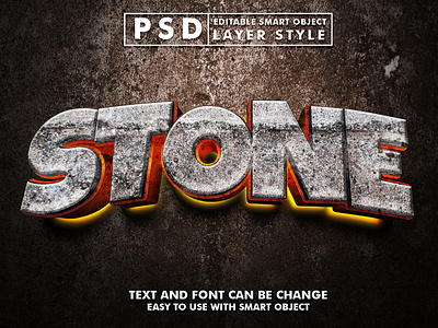 stone 3d realistic psd text effect