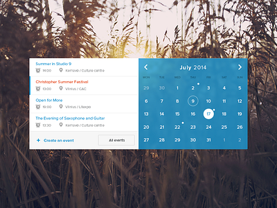 Events calendar widget