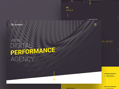 DoubleYou website design corporate dark digital homepage interaction performance ux web website yellow