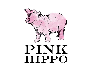 Pink Hippo Logo Design design hippo illustration logo marketing pink typography vintage