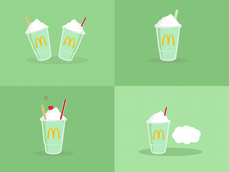 Shamrock Shake Stickers 2d animation after affects animation gif animation gif art giphy green illustration art loop mcdonalds stickers