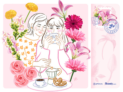 Fleauty I flower illustration postcard