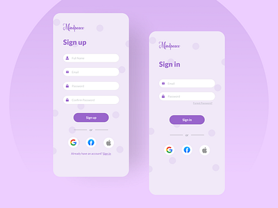 Sign up Screens UI Design meditation app sign in sign in screens ui sign up sign up ui signup screens ui uidesign uidesigner uiuxdesigner ux uxdesign uxdesigner