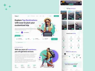 Travel Agency Website Landing Page Design design travel agency travel agency landing page travel agency ui travel agency ui designs travel agency website ui travel landing page ui ui ui designer uiux uiuxdesigner ux ux designer website landing page website ui