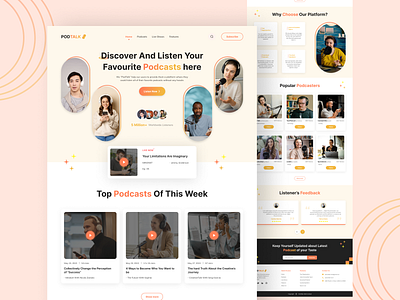 Podcast Platform Landing Page Design (Light Mode)