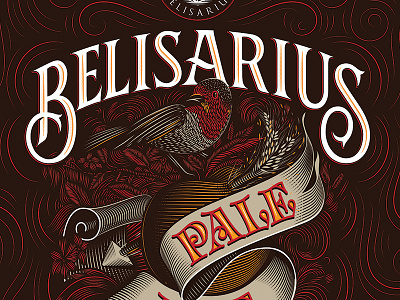 Belisarius beer illustration lettering packaging