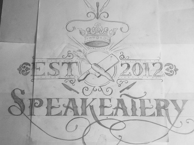 The Speakeatery blackandwhite design handlettering lettering restaurant sketch wheatpaste