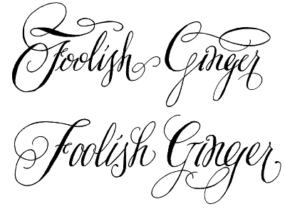 Foolish Ginger Inked calligraphy hand lettering ink logo oneshot store type