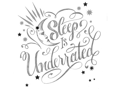 Sleep.... celestial design hand lettering lettering pencil poster sketch sleep text type wip