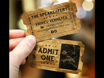 A fun take on a business card! business card design hand lettering lettering ticket vintage ticket