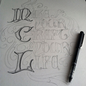 In Progress design hand lettering pen ink pencil