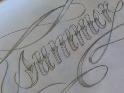 Summer hand lettering pencil sketch type