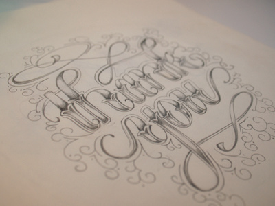 Thanks Again! design hand lettering ornament pencil swirl type