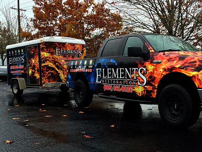 Elements Restoration Truck And Trailer car flames restoration vehicle graphics vehicle wrap vinyl wrap water wrap