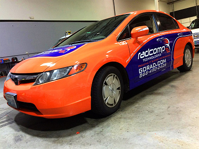 Radcomp Civic blue car it orange vehicle graphics vehicle wrap vinyl wrap wrap
