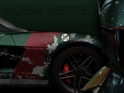 Boba Vette WIP battle damage boba fette corvette star wars vehicle graphics vehicle wrap wip