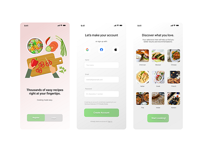 Signup Page for Cooking App dailyui ui ux uxdesign