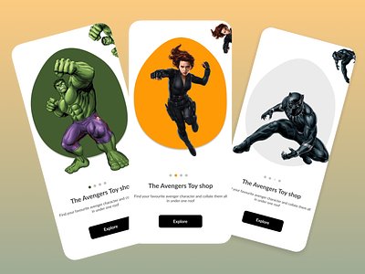 The Avengers Toy shop app design ui