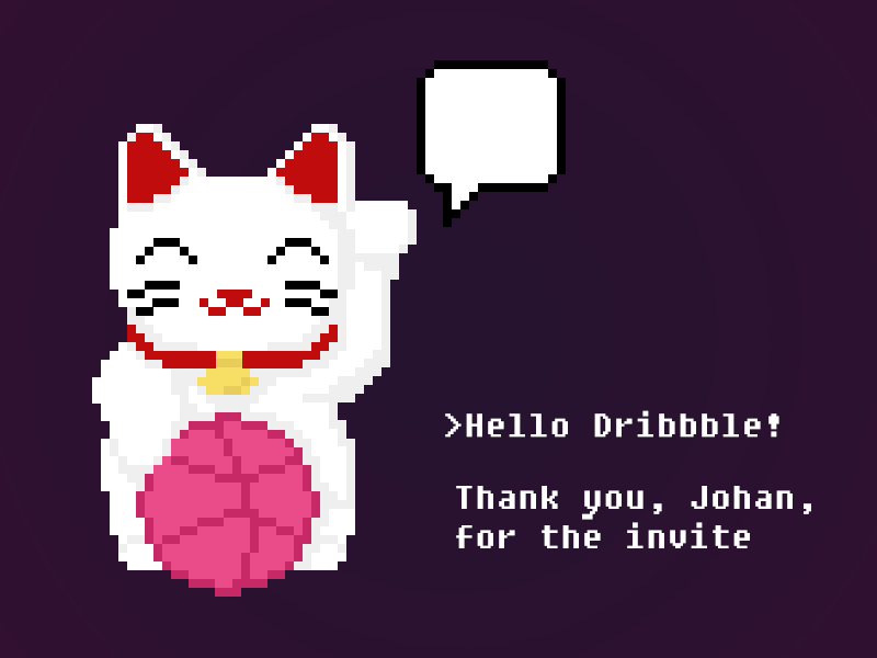 Hello animation cat debut hello hello dribbble maneki neko pixel art thank you