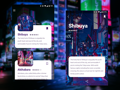 Japan places shot app design tourist travel ui