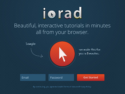 Iorad Landing Page home landing landing page login marketing page register sample