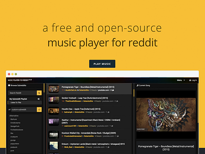 A free and open-source music player for reddit music page player product reddit