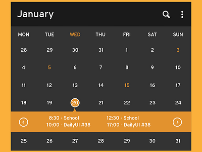 Daily UI | #038 | Calender calender dailyui