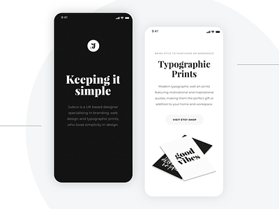 Juleco brand minimal monochrome portfolio typography website
