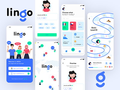 Lingo - Language Learning App app screens app ui branding codiant laguage learning language app learning app mobile app
