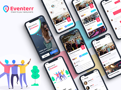 Eventerr app screens app ui branding codiant design event event app ui event apps event scheduler mobile app promotion