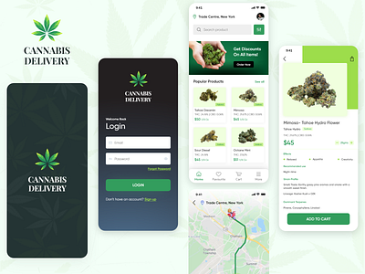 Cannabis Delivery app app screen app ui branding cannabis codiant design marijuana mobile app promotion ui