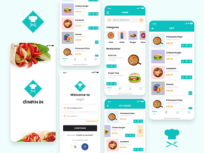 Dinein.in app app design app screen app screens app ui branding codiant design food order app food ordering app mobile app restaurant restaurant app ui