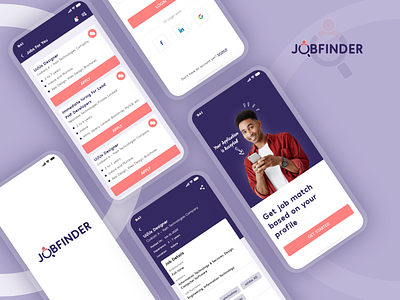 Job Finder App app app design app screen app screens app ui codiant design job application job finder jobs mobile app promotion ui