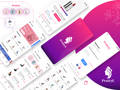 PrettyU app screens beauty app beauty product beauty salon codiant design on demand beauty app ui