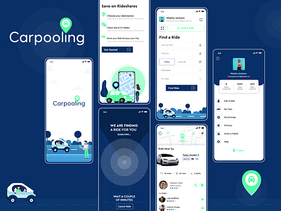 Carpooling App app design app screen app screens app ui branding cab booking car sharing carpooling codiant designer mobile app ui