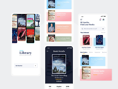 Online Library App app app screens app ui branding codiant design library library app mobile app online library ui