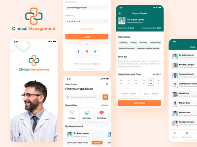 Clinical Management App app app design app screen app screens app ui branding clinic clinic management codiant design health mobile app promotion ui ui design