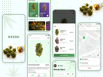 Weed Delivery App app app design app screen app screens app ui cannabis codiant design marijuana mobile app ui weed weed delivery