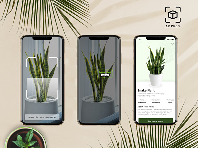 AR Plants app screens app ui ar ar app augmented reality branding codiant design mobile app plant plant identifier ui